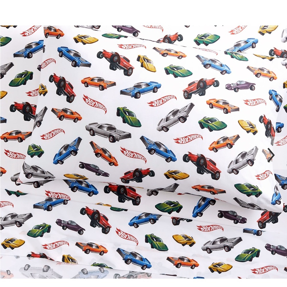 Pair (2) Pottery Barn Kids Hot wheels twin sheet sets.